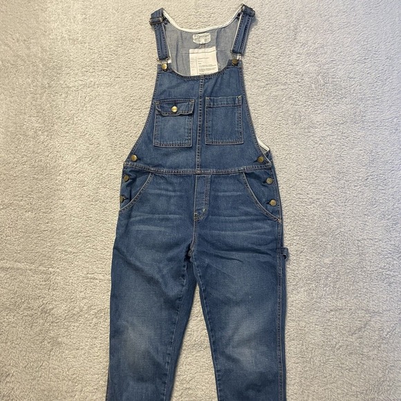 Anthropologie Current/Elliott The Carpenter Overalls Women's 0 Blue Denim Jeans - Picture 1 of 14